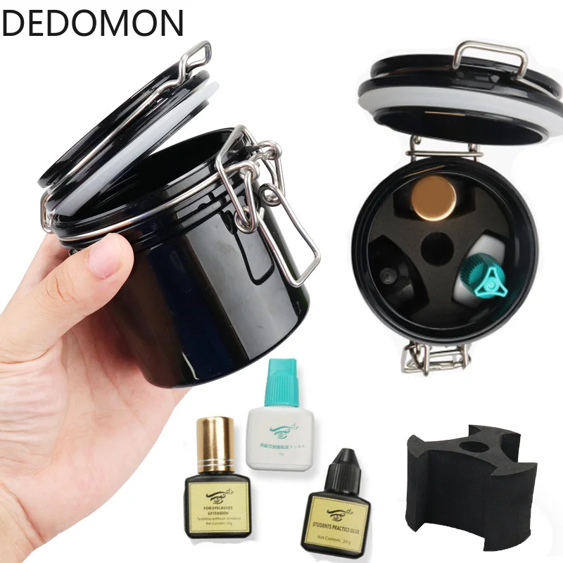 

Eyelash Glue Storage Tank Container Adhesive Stand Activated Carbon Sealed Storage Jar for Eyelashes Extension Durable To Use