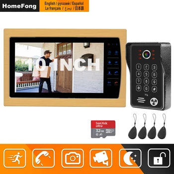 

HomeFong 10 inch Video Doorphone Intercom monitor HD IR Night Vision Camera Doorbell Video for Home Apartment video deurbel Kit