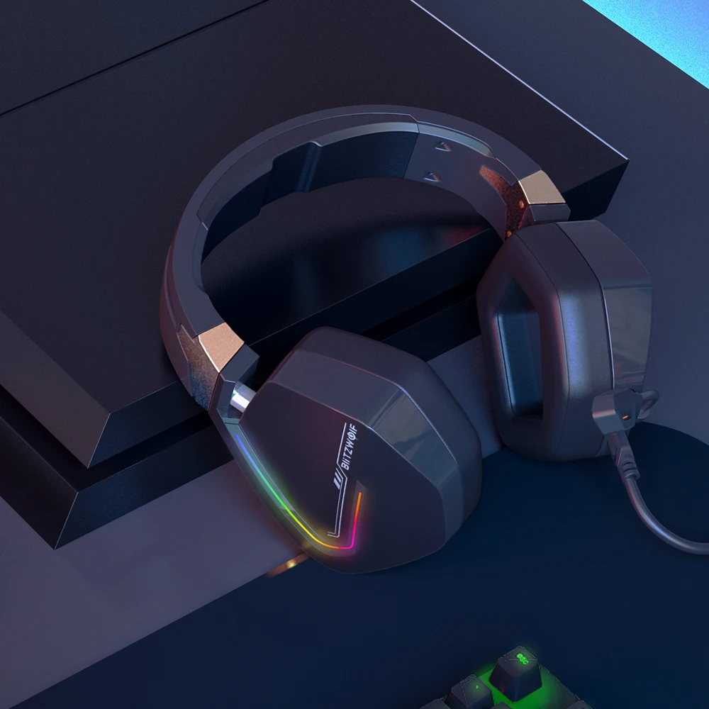 BlitzWolf BW-GH2 Gaming Headphones 7.1 Channel 53mm Driver USB Wired RGB  Gamer Headset with Mic for PC for PS3/4 Headphone - Game Beast