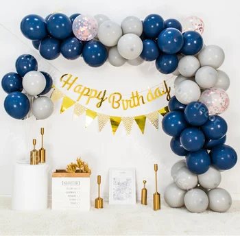 

Latex Balloons Garland Arch DIY Navy Blue Grey Rose Confetti Balloon for Baby Shower Birthday Wedding Party Globals Decoration
