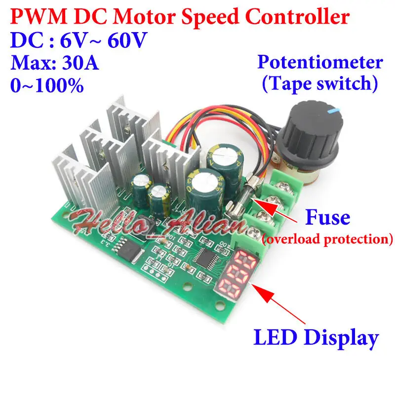 

30A PWM DC Motor Speed Regulator Controller Switch Digital LED 12V 18V 24V 48V