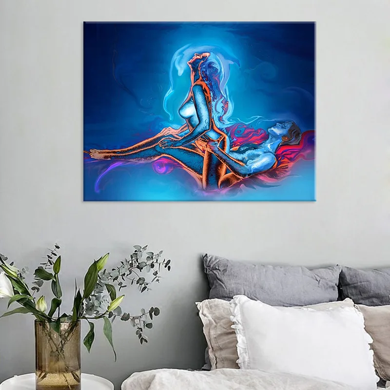 Colorful Characters Sexy Men's and Women's Having Sex Bedroom Decorations Nordic Abstract Decorative Paintings Canvas Wall Art | Дом и