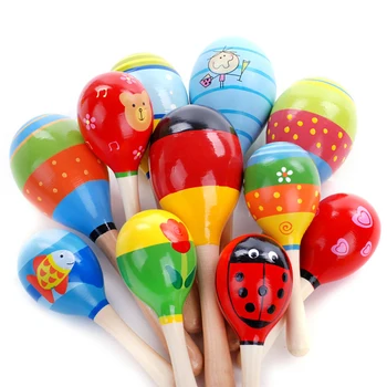 

Puzzle Baby Toys Sand Hammer Wooden Cartoon Sand Ball Hearing Training Rattle Baby Exercise Hand Musical Instrument Gift