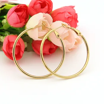 

Fashion Class Stainless steel Round Circle Earrings for Women Girls Hip hop Punk Stud Ear Jewelry Gifts 2 pieces
