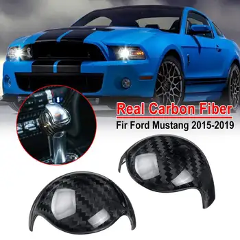 

Carbon Fiber Gear Shift Knob Cover Stickers Interior Accessories Auto Gear Shift Collars For Ford For Mustang 2015-2019