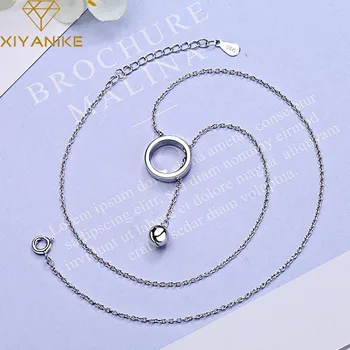 

XIYANIKE Trendy 925 Sterling Silver Geometric Round Pendant Necklaces For Women Clavicle Chain Party Jewelry Prevent Allergy