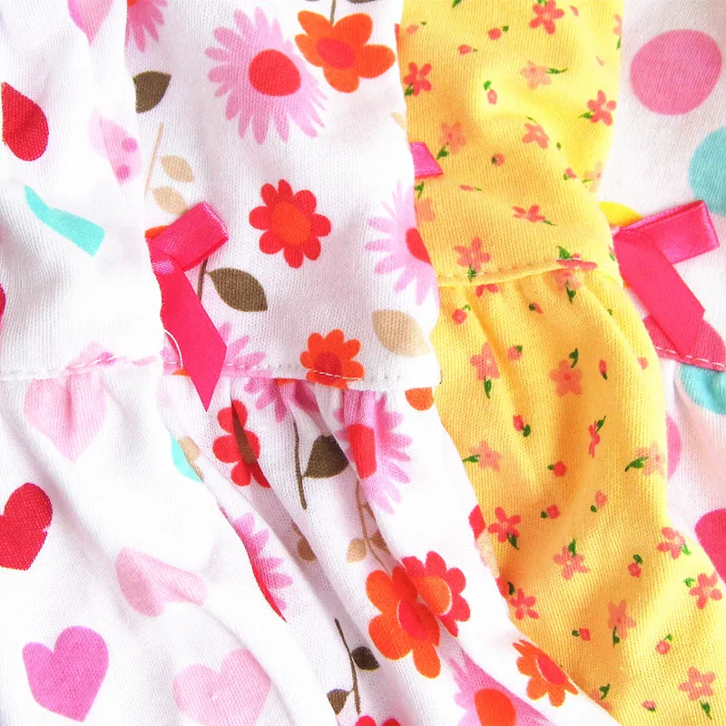 Милое детское хлопковое Полосатое платье в горошек с цветочным принтом, футболка, жилет, детские платья для девочек