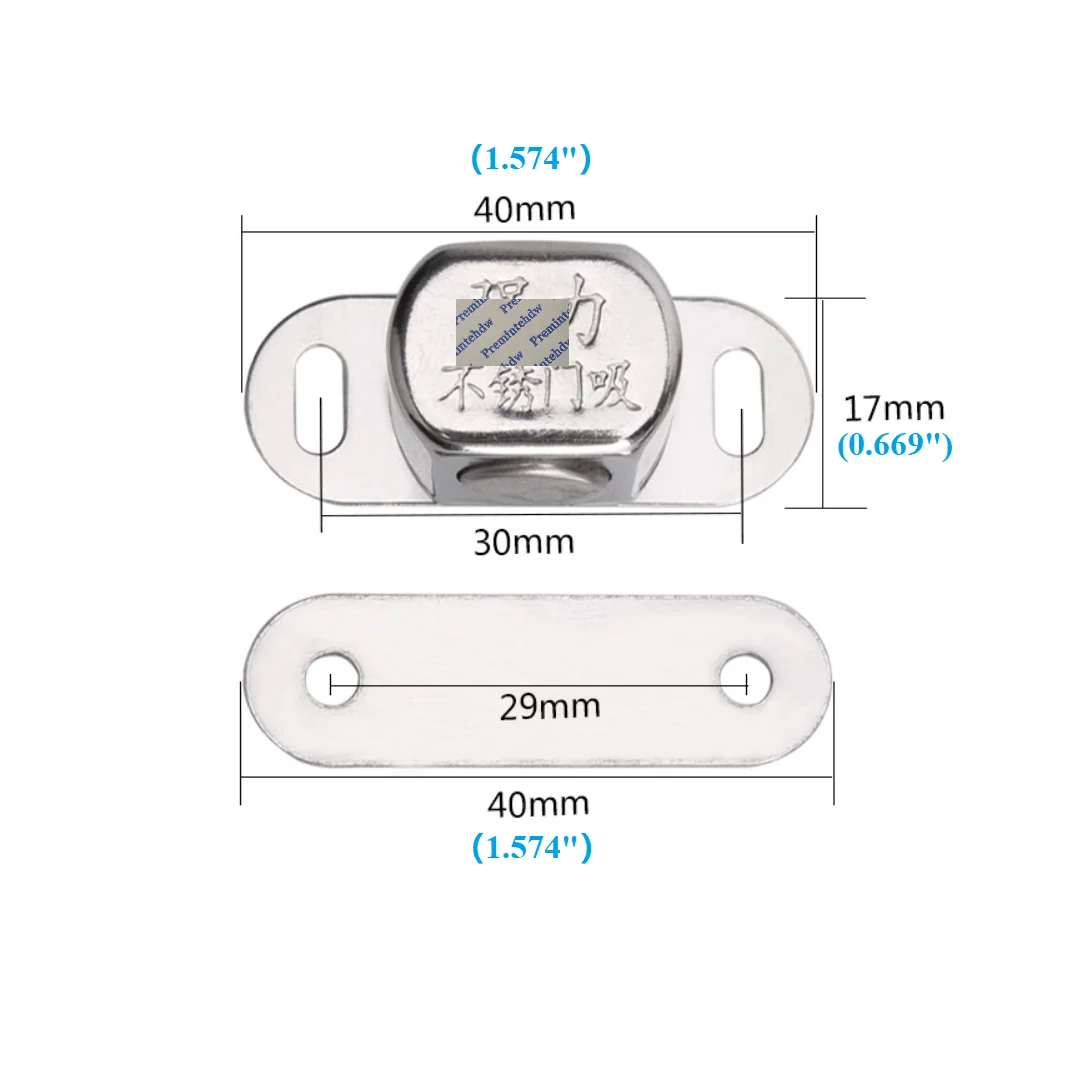Stainless Steel Furniture Cabinet Cupboard Magnetic Door Catch Latch Magnet Cabinet Hardware Fittings With Screws 20Pcs