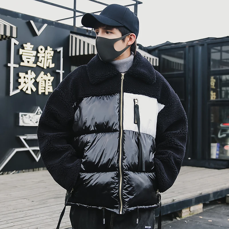 2019 мужская куртка из шерсти зимняя Лоскутная парка пальто Мужская теплая утепленная верхняя одежда модная шапка Съемная Мужская Плюс