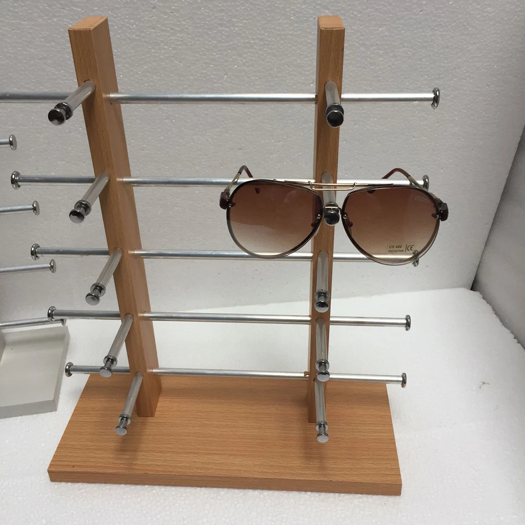 6-Layer Sunglasses Eyeglasses Display Wooden Frame Rack Stand Holder Organizer silver color Displaying sunglass eyeglass and glasses