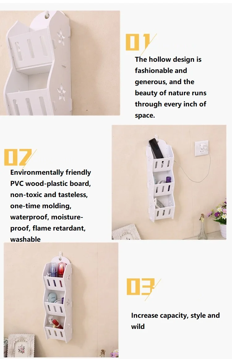 Wonder life Large Capacity Wall Shelves Multi-function Punch-for Storage Nordic Bathroom Storage Room Multi-layer Storage Rack