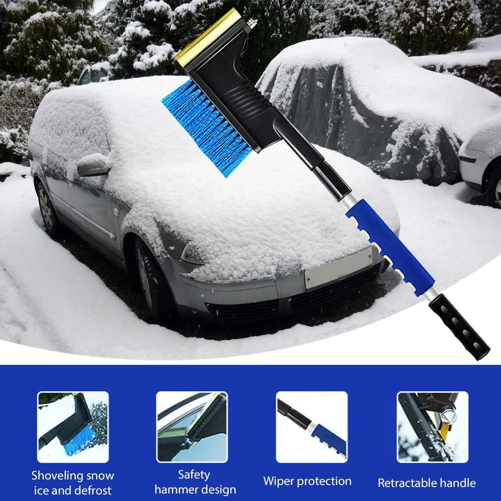 

1PC Car Windshield Snow Shoveling Brush Aluminum Alloy Ice Scraper Telescopic Defrost Tool Auto Glass Snow Remover Deicing Tool