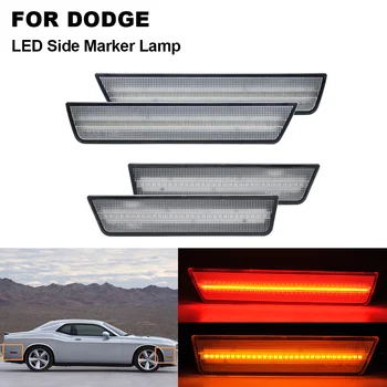

4PCS Clear Lens Car Front Amber&Rear Red LED Side Marker Light Fender Lamp SET For Dodge Challenger 2008-2014