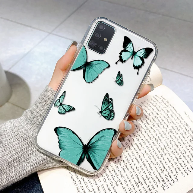 Butterfly Case for Samsung A51 Coque Samsung A32 A52 A72 A12 A31 A71 A50 A70 S20 FE S21 Ultra S30 Plus Silicone ShockProof Cover UA40