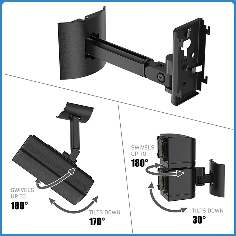 2/4PCS Speaker Stand Bracket Universal Stainless Steel Mount Hanger For Speaker Wall Mount Bracket UB-20II Black