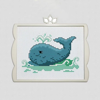 

Little Whale Cute Cartoon Photo Frame Cross Stitch Simple Little Baby Handicraft Diy Toolkit Print Pattern Embroidery Needlework