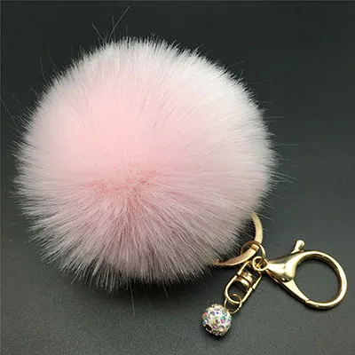 Стильный 8 см сумка кролик милый мешок горный хрусталь пустой пушистый искусственный Кролик Мех Шар-помпон брелок - Цвет: pink