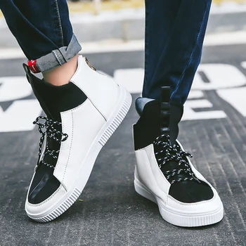 

BIGFIRSE Men Casual Shoes Outdoor Trend Lace-up Man High-top Sneakers Spring Flats Shoes Zapatos Hombre Men Casual Shoes Zipper