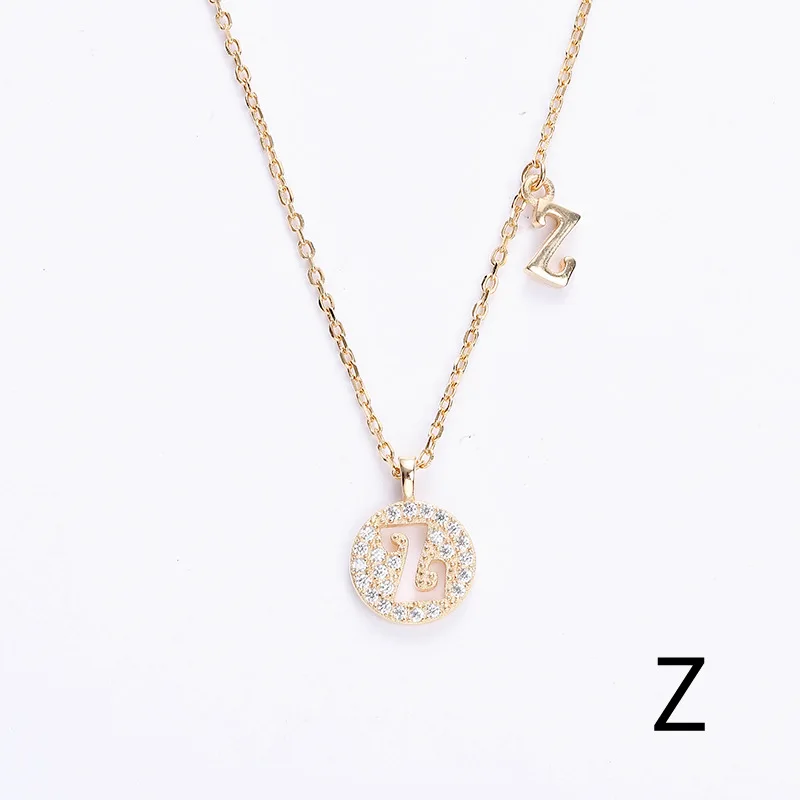 26 ожерелье с буквами Настоящее серебро 925 проба золото CZ кулон имя подарок для девочки день рождения женщин Леди Мода ювелирные изделия DS1669 - Окраска металла: Z