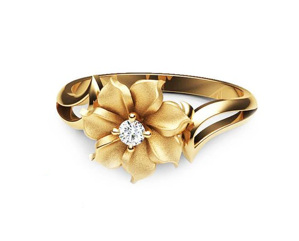 Milangirl anillo de compromiso con forma de girasol dorado para mujer,  sortija ajustable, de cobre, Popular|Anillos| - AliExpress