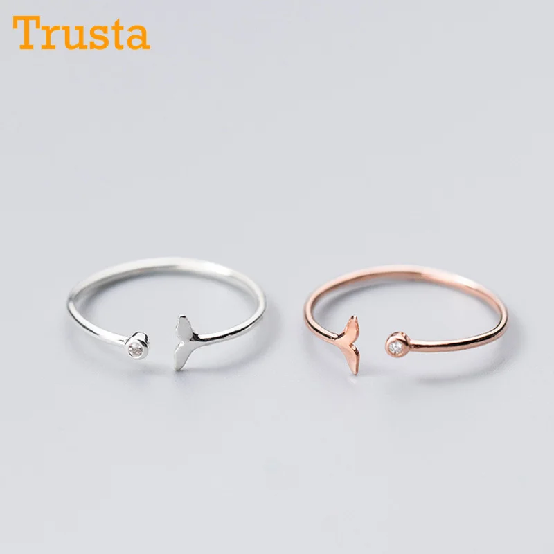 Trusta,, 925 пробы, серебряные, модные, женские, розовые, серебряные, хвост русалки, кольца, размер 5, 6, 7, прекрасный подарок для девушек, Дамский DS633
