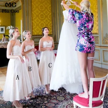 

A-Line Ankle Length Wedding Party Dress with ABC Bridesmaid Dresses Pleat Tulle Bridesmaid Dress In Stock