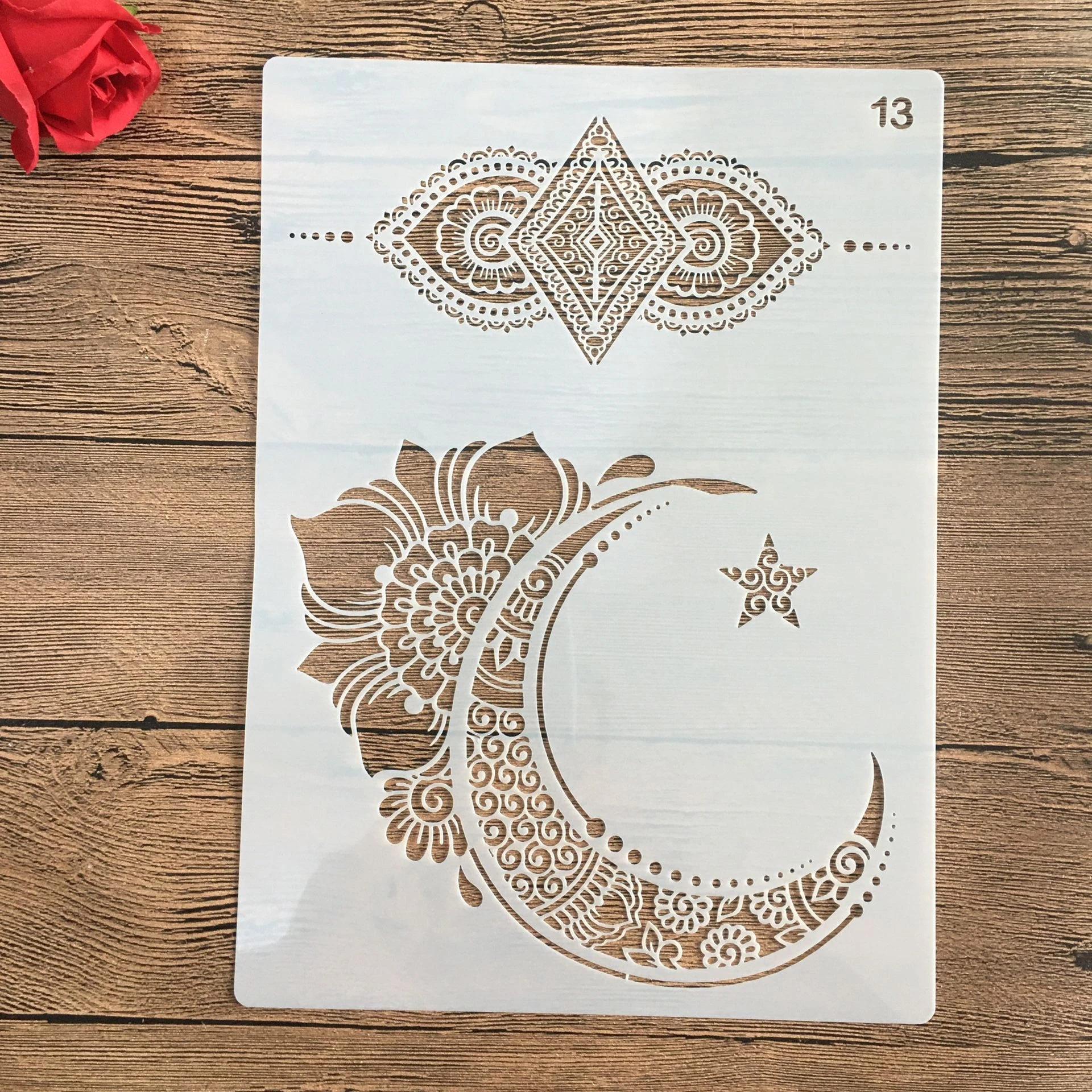 

A4 29 * 21cm Mandala DIY Stencils Wall Painting Scrapbook Coloring Embossing Album Decorative Paper Card Template moon