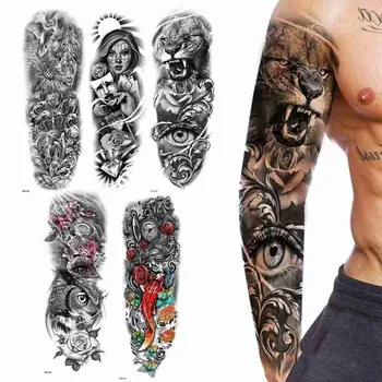 

17*48cm Full Arm Tattoo Stickers Temporary Tattoos Fake Cover Arm Removable Waterproof Cool Men And Women Models Tattoo