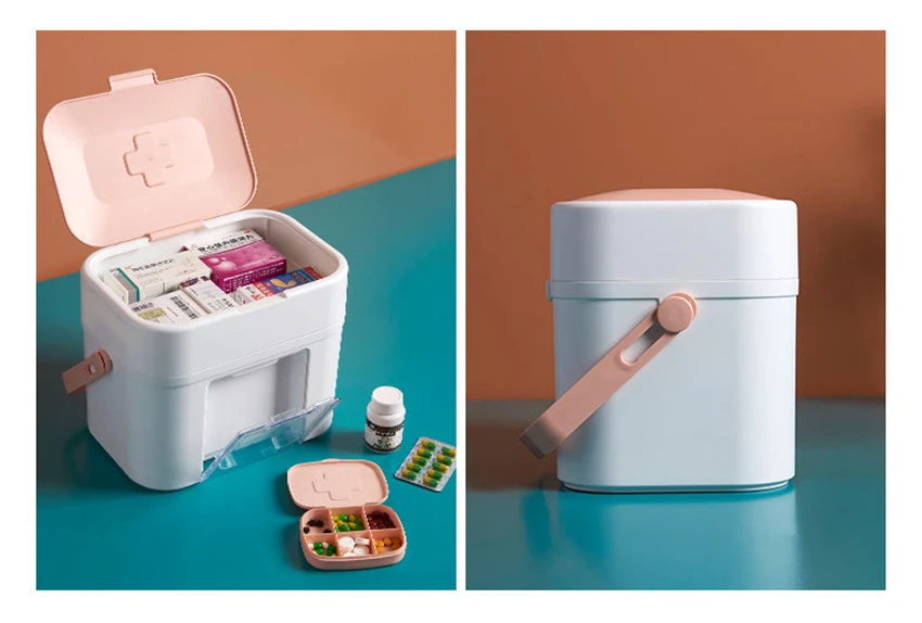 Многослойный органайзер для хранения, коробка для лекарств, портативные медицинские наборы, PP пластиковый ящик, коробка для лекарств, инструменты для первой помощи для дома