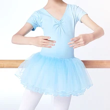 Ballet Training Dress Dance Chiffon Dress Tutu Dress for Girls Kids Children Gymnastics Leotards Long Seeves Tulle Dance Wear