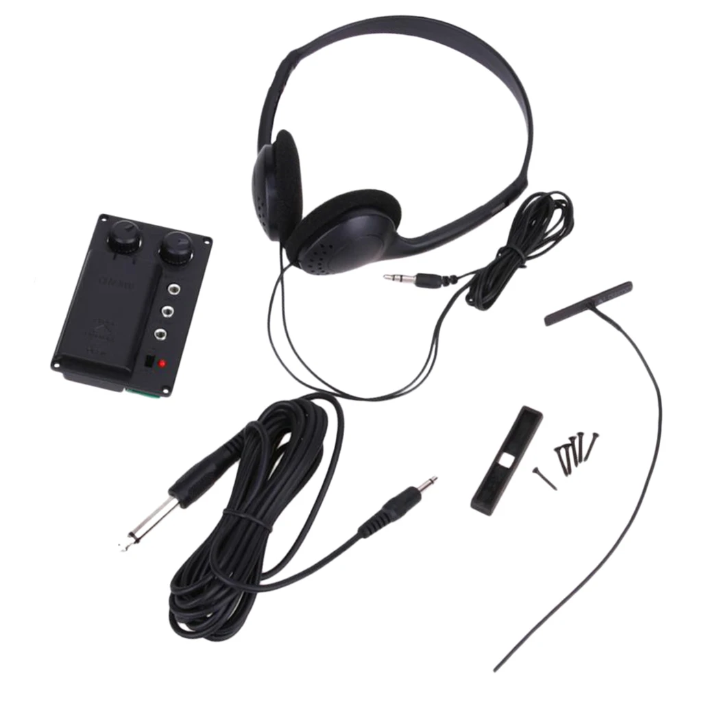 Set Violin EQ Piezo Pickup Preamp w/ Headphone Plug For Electric Violin Instrumnent Accs