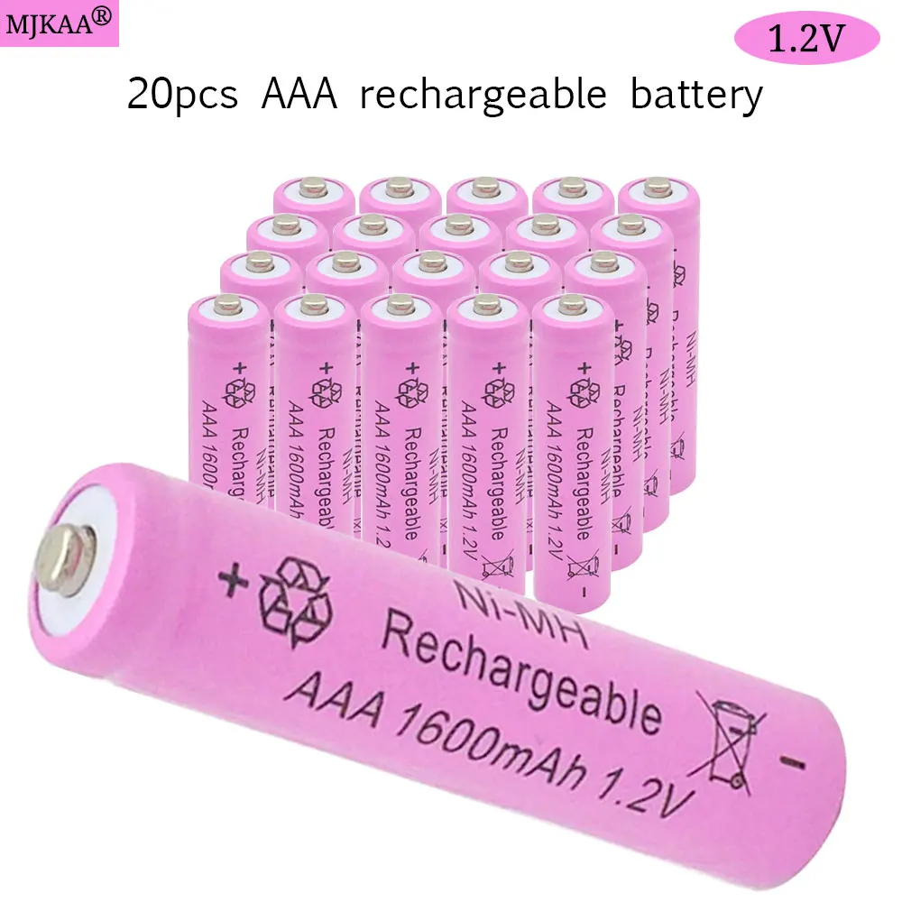 

20Pcs/MJKAA NI-MH 1600Mah 1.2V Rechargeable Batteries AAA High capacity Camera Toy Batteries