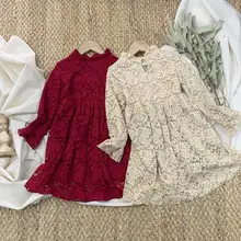 Новые Детские Зимние флисовые кружевные платья, модная одежда принцессы для девочек, 5 шт./партия