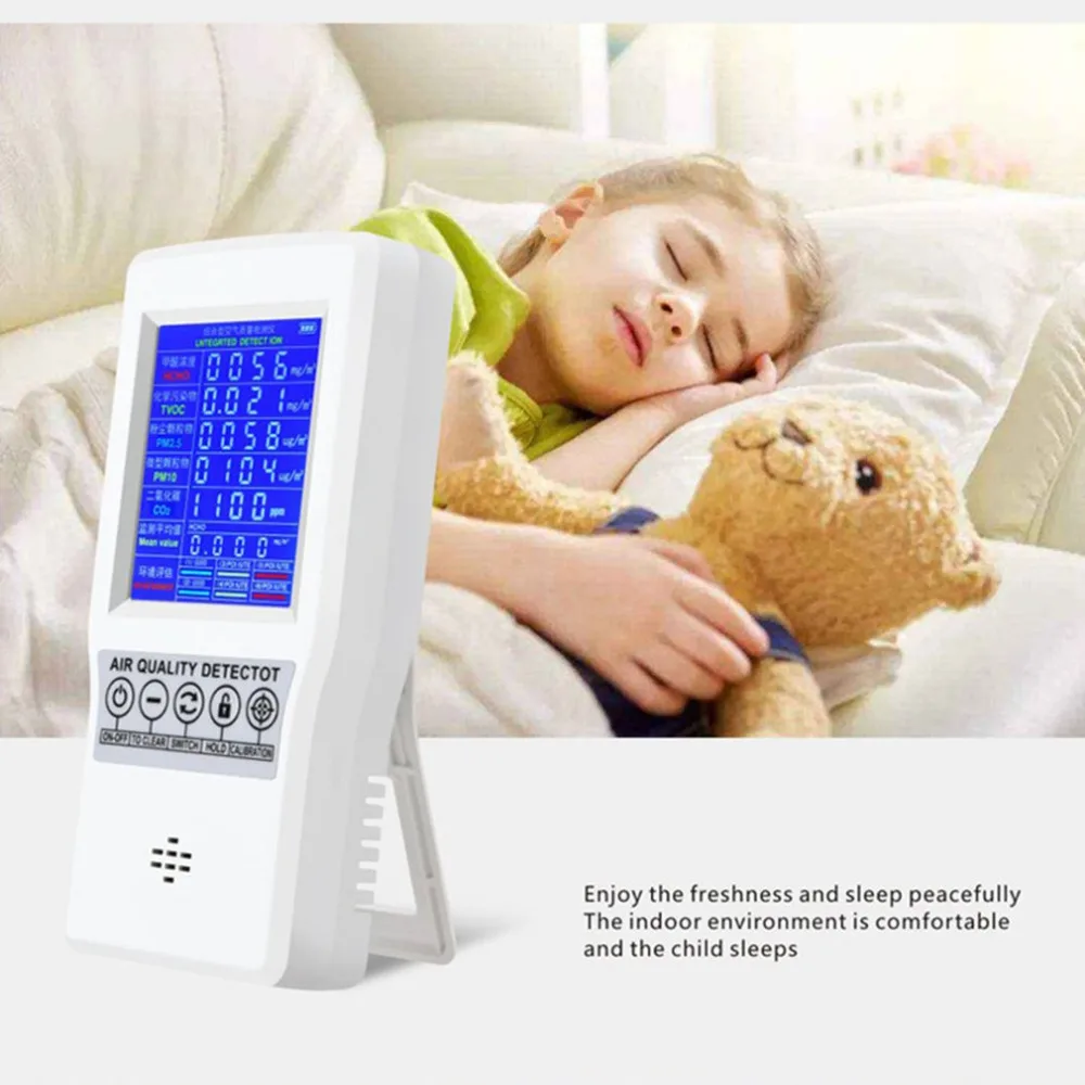 Цифровой ЖК-детектор формальдегида HCHO/TVOC/CO2/PM2.5/PM10 тестер AQI монитор качества воздуха анализатор газа