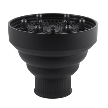 

Fashion Hair Dryer Diffuser Cover Foldable Hair Dryer Hood Blower Hairdressing Salon Curly Styling Hair Care—Black