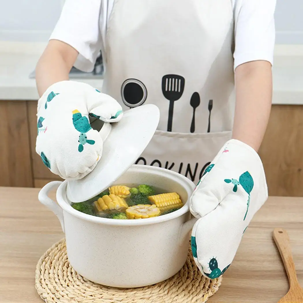 Anti-scalding Gloves Unisex Durable Heat Insulation Anti-scalding Non-slip Kitchen Gloves Oven Mitts