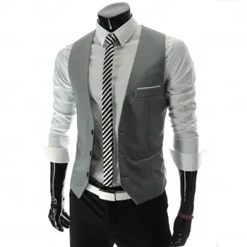 

Hot gentleman Dress Vests For Men Slim Fit Men Suit Vest Male Waistcoat Gilet Homme Casual Sleeveless Formal Business Jacket