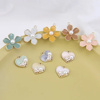

DIY handmade jewelry accessories alloy dripping fairy temperament pearl small flower love earring material