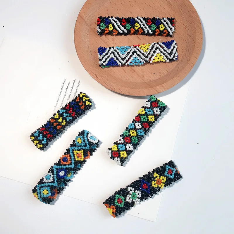 Этнический стиль креативный браслет из маленьких бусин геометрический вышитый бисером широкий браслет цветной браслет