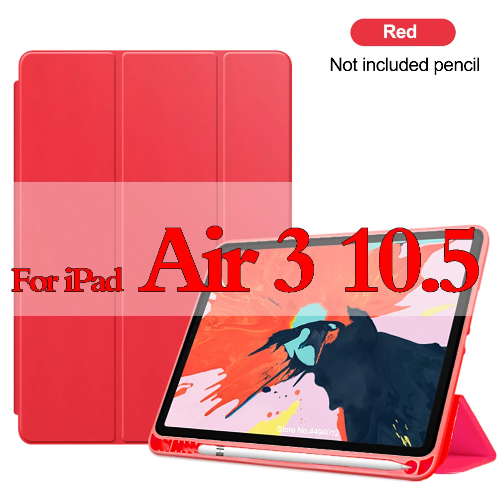 Air 3 Red Силиконовый чехол с карандашом для ipad Air 3, 10,5 дюймов,, 7-го поколения, умный чехол для ipad 9,7,, 6th Wake up Funda Shell - Цвет: Air 3 Red