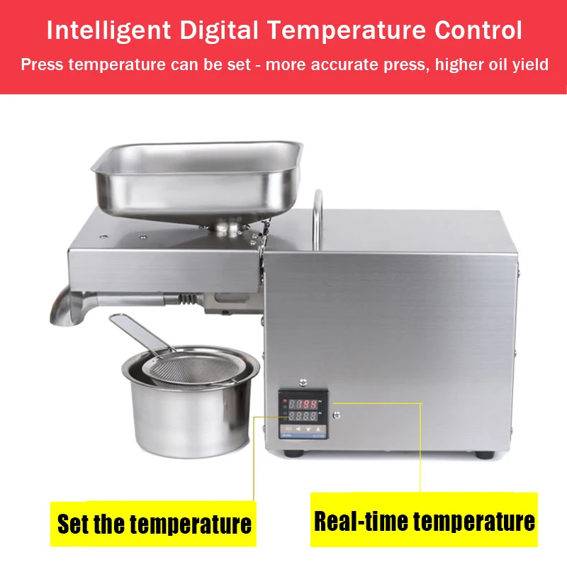 Goedkoop 220 V 110 V Olie Persmachine rvs LED Digitale Temperatuurregeling Peanutss Sesam Moer Olie extractor EU  US Plug