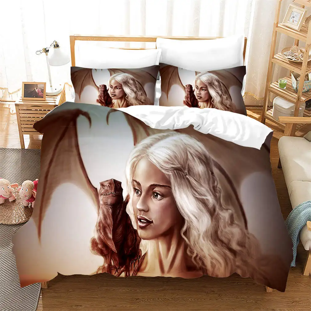 Мусолей Игра престолов 3D комплект постельного белья Daenerys Таргариен кровать пододеяльник одеяло покрывало набор микрофибра Текстиль для дома Q36