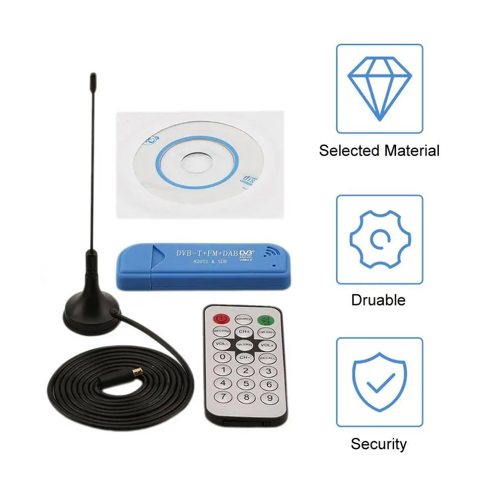 

Portable Digital USB 2.0 Mini TV Stick Dongle DVB-T+DAB+FM RTL2832U+R820T2 Support SDR Tuner Receiver 832U And R820T2 USB Dongle