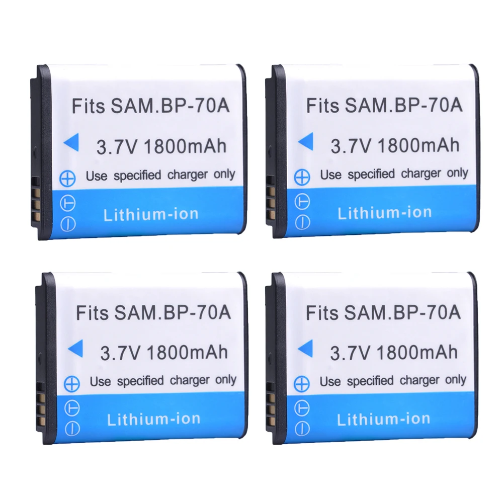 Аккумулятор BP70A 1800 BP-70A мА · ч 4 шт. для Samsung ST66 ST700 ST88 ES65 MV800 PL120 PL17 WB30F WB35F DV150F |