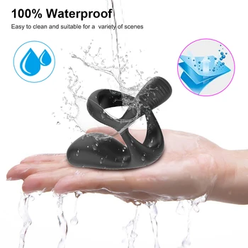 3 In 1 Vibrating Cock Ring Male Vibrator Penis Ring Delay Ejaculation Cockring Perineum Stimulator Sex Toys for Men Adult Goods 4