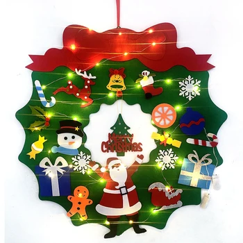

DIY Wear-Resistant Christmas Decorative Wreath Felt Cloth Handmade Christmas Tree Hoop Hanging Ornament Wreath Door Party Decor