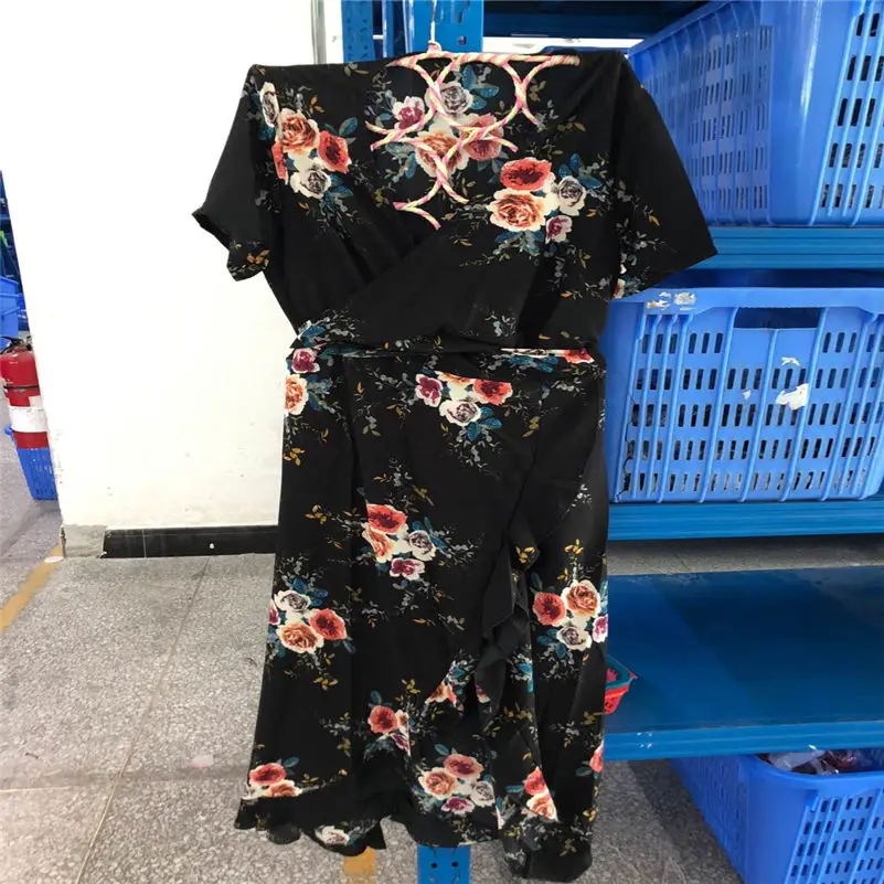 Плюс размер Vestidos женское повседневное короткий рукав цветочный принт в стиле бохо длинное платье летние платья Большие размеры ropa mujer verano BB4