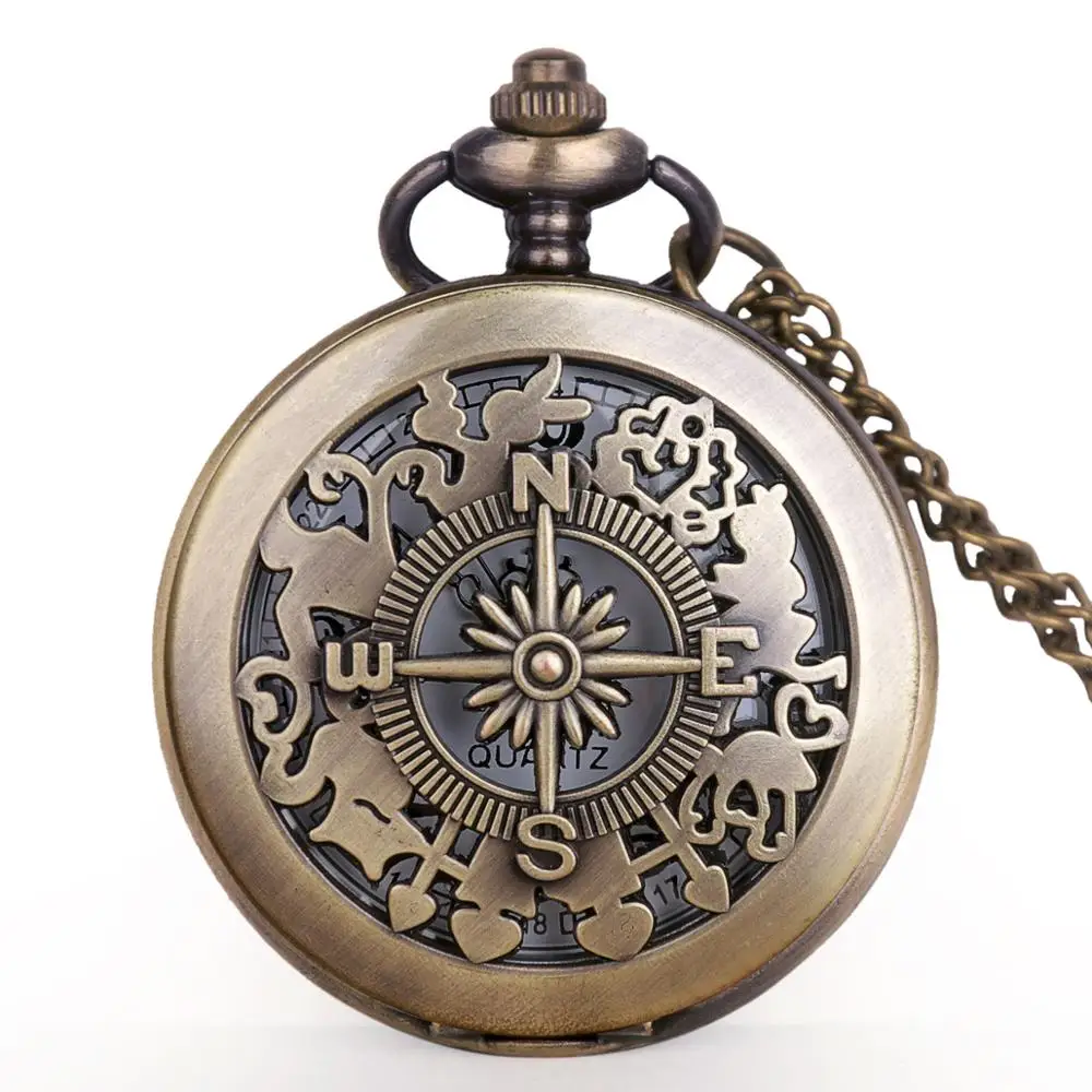 Модные карманные часы Алиса в стране чудес полые кварцевые карманные часы винтажные мужские женские бронзовое ожерелье-цепочка часы подарки