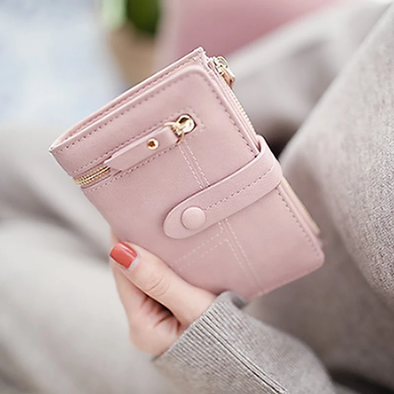 

Women's Wallet Short Paragraph New Student Folding Multi-function Clutch Bag Small Wallet PU Fashion Buckle Zipper Ladies Wallet