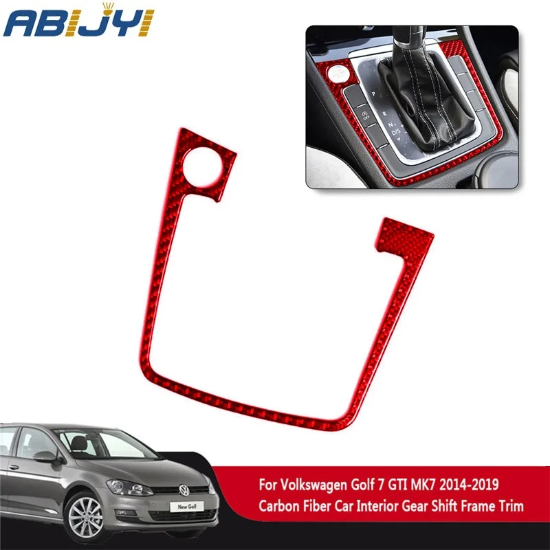 Lamme At hoppe renere For VW Golf 7 GTI MK7 2014-2019 Car Accessories Interior Carbon Fiber Red  Stickers Gear Panel Frame One-click Start